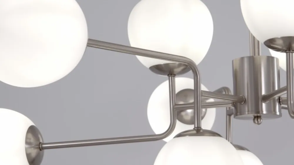 Maytoni Lysekroner>lysekrone Erich, nikkelfarvet glas/metal 12 lyskilder.