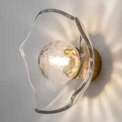 Maytoni Miracle væglampe, Ø 20 cm, messingfarvet, glas