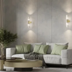 Maytoni Gang|Pendellamper>væglampe Antic, 2 lyskilder, guld/amber, glas