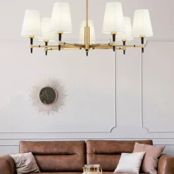 Maytoni Zaragoza lysekrone, 7 lyskilder, stofskærm