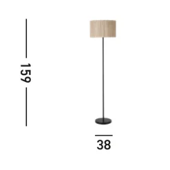 Searchlight Meadow gulvlampe, sort, brun, naturfiber, stål