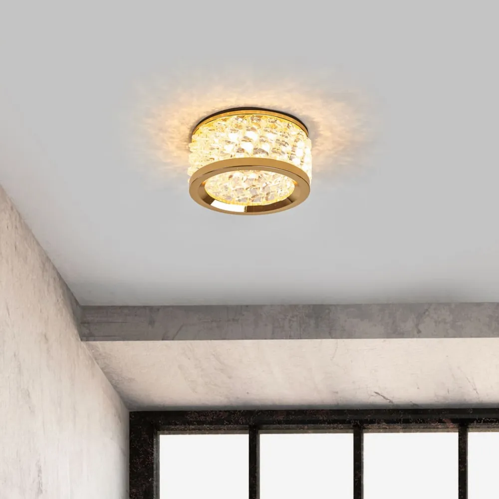 ORION Med krystalpynt - indbygningslampe Iwen, guld