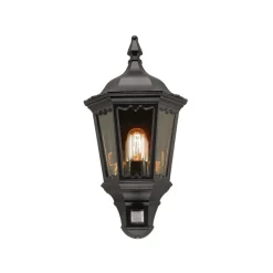 Elstead Medstead udendørs væglampe, sensor, sort