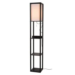 Lucide Gang|Gulvlamper>Menno gulvlampe, sort, 162,7 cm, trådløs oplader