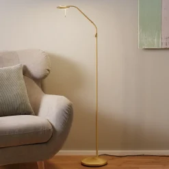 Steinhauer Messingfarvet LED-gulvlampe Zenith med lysdæmper