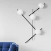 Sforzin Mikado væglampe, mælkehvidt glas, 4 lyskilder
