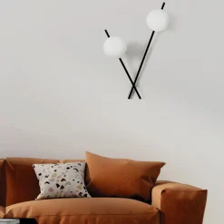 Sforzin Væglamper|Væglamper>Mikado væglampe, mælkehvidt glas, 2 lyskilder