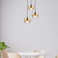 Milley hængelampe, Ø 45 cm, messingfarvet, 3 lyskilder, metal^Globo Discount