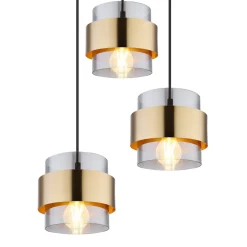 Milley hængelampe, Ø 45 cm, messingfarvet, 3 lyskilder, metal^Globo Discount