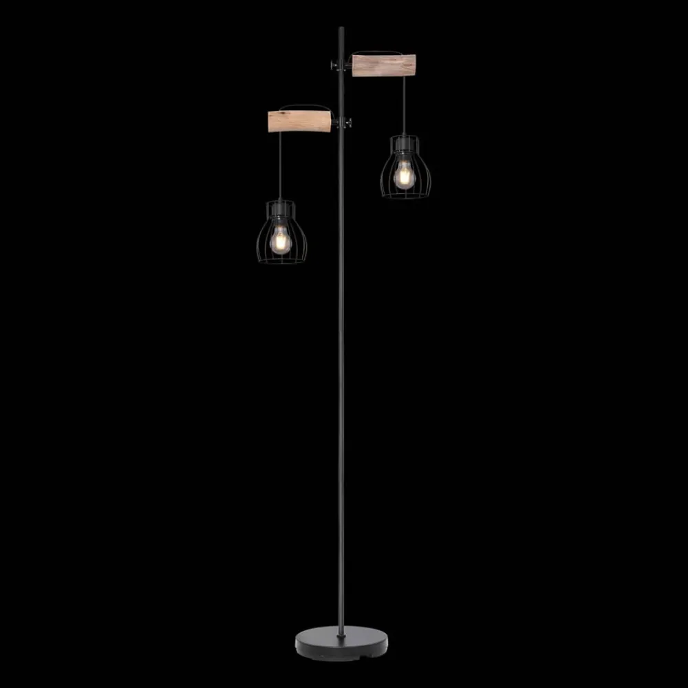 Globo Gulvlamper|Gulvlamper>Mina gulvlampe, sort/brun, højde 168 cm, metal/træ