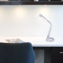 Globo Mitti LED-bordlampe med USB-port, sølv/hvid