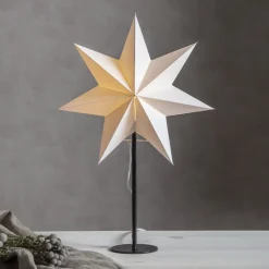 STAR TRADING Mixa stående stjerne, metal/papir sort/hvid