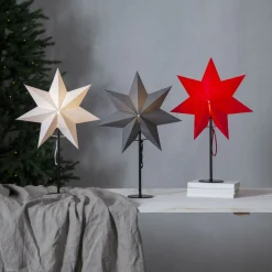 STAR TRADING Mixa stående stjerne, metal/papir sort/hvid