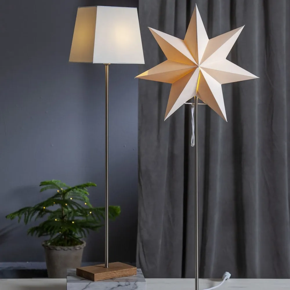 STAR TRADING Dekorationsbelysning>Moa dekorationslampe, stjerne + skærm, fod af eg