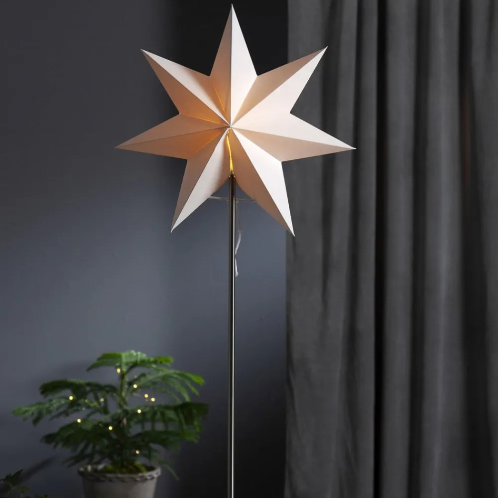 STAR TRADING Dekorationsbelysning>Moa dekorationslampe, stjerne + skærm, fod af eg
