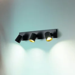 Fabas Luce Væglamper>Modo spot, 3 lyskilder, sort, dekorative ringe, GU10, aluminium