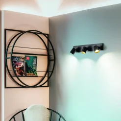 Fabas Luce Væglamper>Modo spot, 3 lyskilder, sort, dekorative ringe, GU10, aluminium