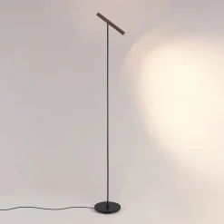 Molto Luce LED-gulvlampe Meyjo F, sort/kaffebrun, aluminium