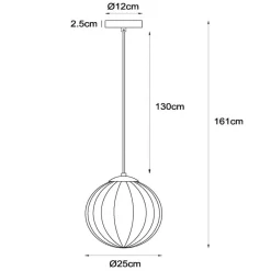 Lucide Monsaraz pendellampe, Ø 25 cm, rav. Glas, 1 lyskilde