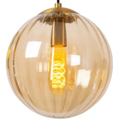 Lucide Monsaraz pendellampe, Ø 25 cm, rav. Glas, 1 lyskilde