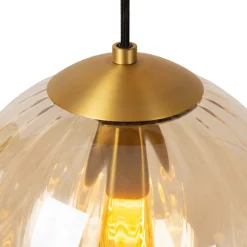 Lucide Monsaraz pendellampe, Ø 25 cm, rav. Glas, 1 lyskilde