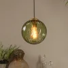 Lucide Monsaraz pendellampe, grøn, Ø 25 cm, glas, 1 lyskilde