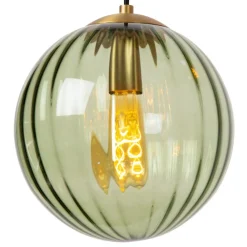 Lucide Monsaraz pendellampe, grøn, Ø 25 cm, glas, 1 lyskilde