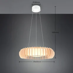 Monte LED hængelampe, Ø 60 cm, lyst træ, træ, CCT^Reality Leuchten Online