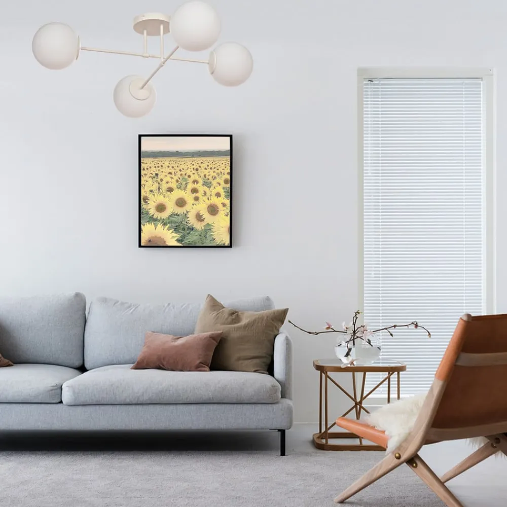 HELAM Moon loftlampe, 80 cm, 4 lyskilder, sandfarvet, glas, E27