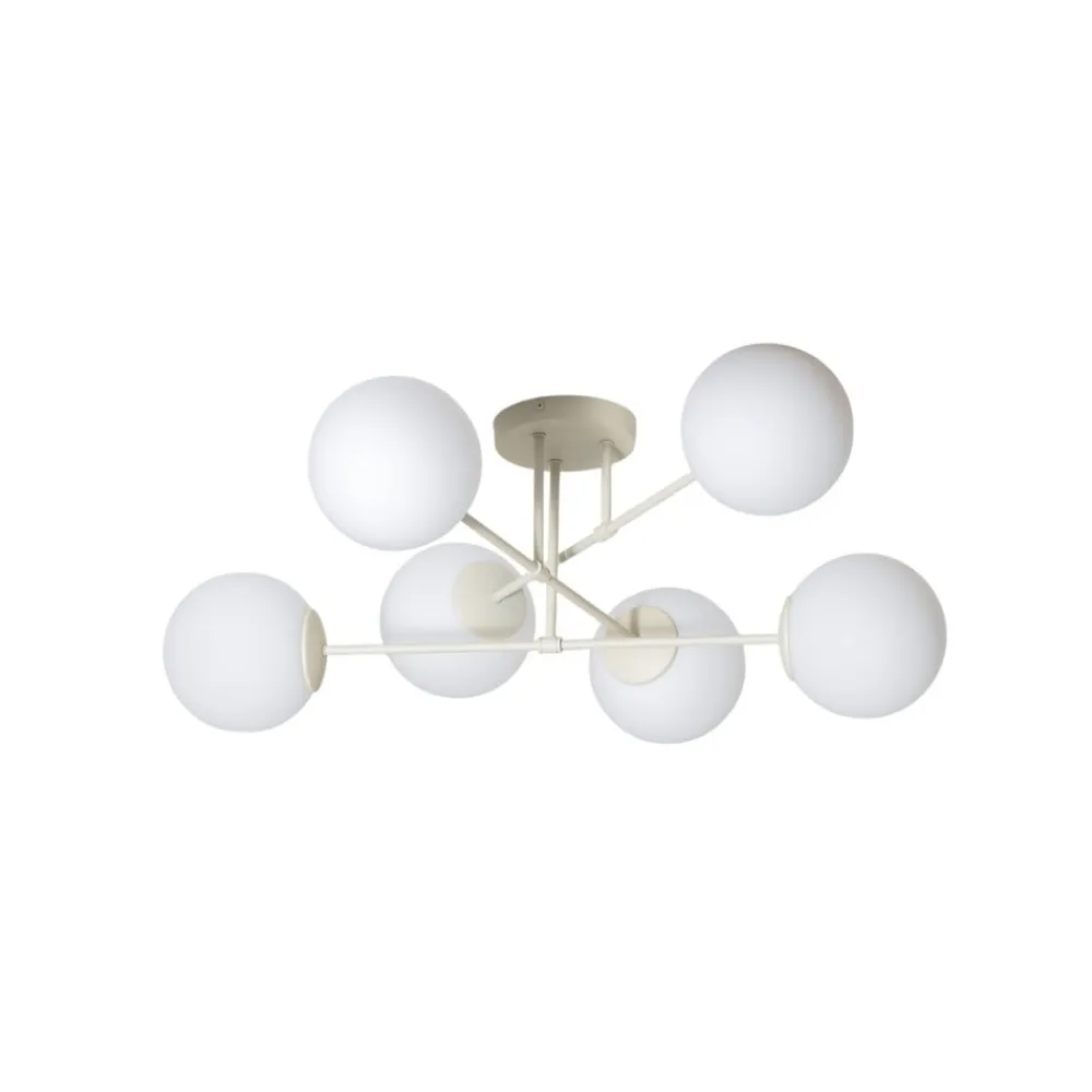 HELAM Moon loftlampe, 87 cm, 6 lyskilder, sandfarvet, glas, E27
