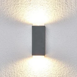 Lindby Mørkegrå udendørsvæglampe Jovan, 2 lyskilder