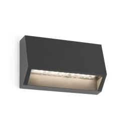 FARO BARCELONA Væglamper>Must udendørs LED-væglampe, kantet, bredde 9,6 cm