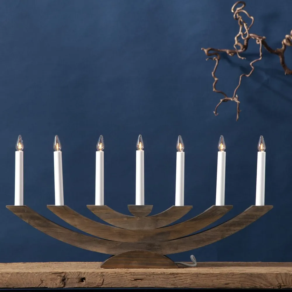 STAR TRADING Navida vinduesstage, træ, 7 lyskilder, brun