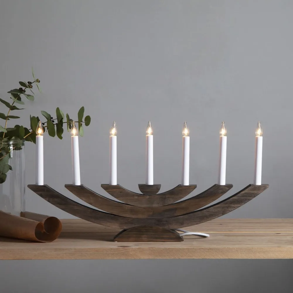 STAR TRADING Navida vinduesstage, træ, 7 lyskilder, brun