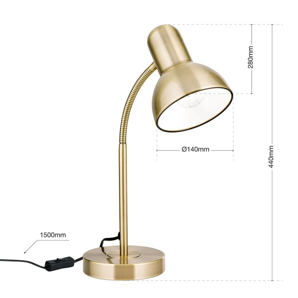 ORION Bordlamper>Nemo skrivebordslampe, fleksibel, antik messing