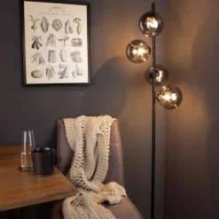 Eco-Light Neptun gulvlampe med røgglaskugler, sort