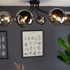 Eco-Light Neptun loftlampe, sort, 8 røgglaskugler