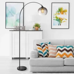 Newcastle gulvlampe, højde 196 cm, sort mat/røggrå^Globo New