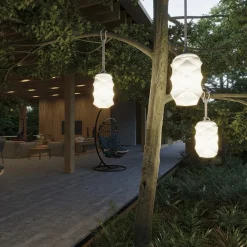 Bita udendørs LED-hængelampe, hvid/brun^Newgarden