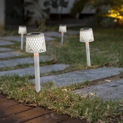 Newgarden Dekorationsbelysning|Solcellelamper>LED-solcellelampe Gretita, hvid, jordspyd, sæt med 4 stk