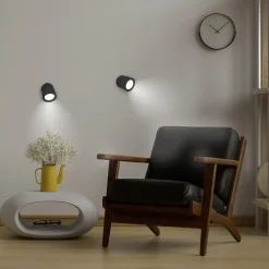 Newgarden LED-væglampe Roll 8, sort, drejelig