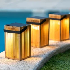 Okinawa LED-bordlampe solcelle, bambus^Newgarden Outlet