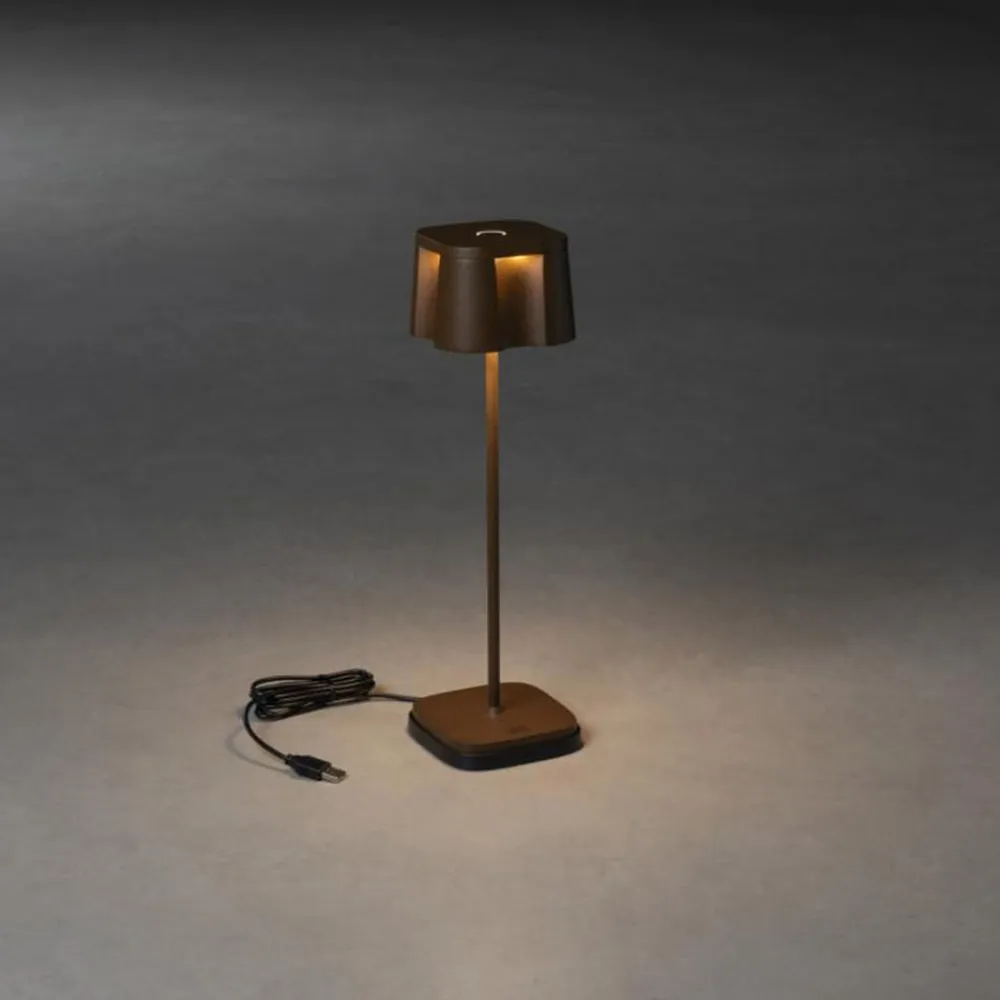 Konstsmide Nice LED-dekorationslampe, USB-ladeport, rust