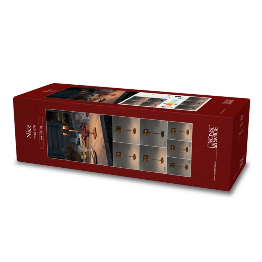 Konstsmide Nice LED-dekorationslampe, USB-ladeport, rust