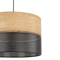 Nicol hængelampe, sort/træ-effekt, Ø 38 cm, 1-lys, 1 x E27^TK Lighting Clearance