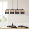 Nicol hængelampe, sort/træ-effekt, 94x20 cm 4-lys 4 x E27^TK Lighting Sale