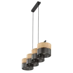 Nicol hængelampe, sort/træ-effekt, 94x20 cm 4-lys 4 x E27^TK Lighting Sale