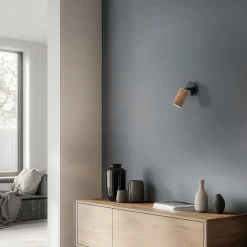 Nise væglampe, 1 lyskilde, sort stål, træ^Luminex Outlet