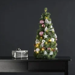 Noel LED-grankogle med sølv-/pinkfarvet dekoration^STAR TRADING New