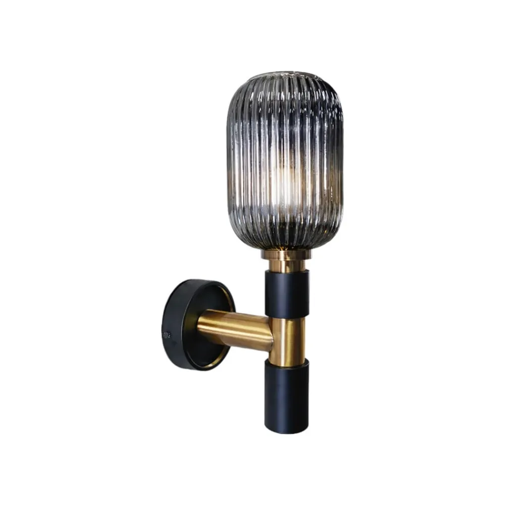 Schuller Valencia Væglamper>Norma væglampe, 42 cm, sort/messing, glas, E27